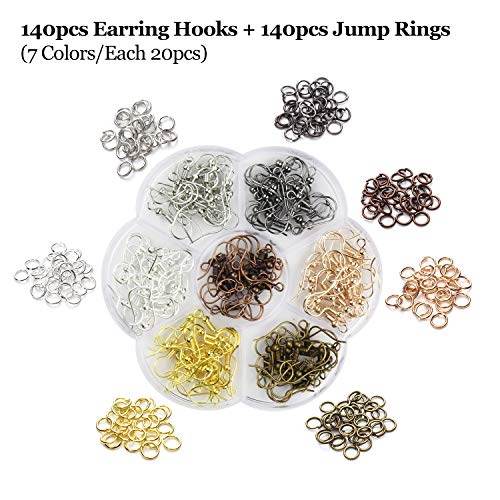 10pcs Metallic Faux Leather Sheets + 10pcs Double Sided Litchi Synthetic Leather Fabric Sheets(6”x 6”) with 140pcs Earring Hooks, 140pcs Jump Rings, Pliers and Cut Molds for Earring Making Crafts