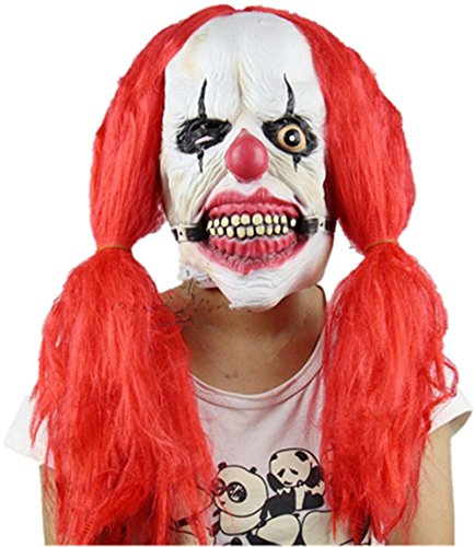 ADIASEN 1pc Halloween soft latex Red big braids clown mask cosplay cos clown for adult big boy children