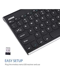 Arteck teclado inalámbrico de acero inoxidable ultrafino para computadora de escritorio laptop superficie Smart TV y Windows 10 8 7 Vista XP, batería recargable incorporada