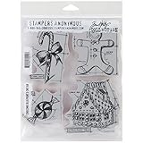 Stampers Anonymous Tim Holtz Cling Rubber Stamp Set, 7-Inch by 8.5-Inch, Christmas Blueprints Number 3