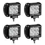 LED Light Bar YITAMOTOR 4PCS 4Inch 18W LED Work Light Flood LED Light Pods Offroad Lights Driving Lamp Fog Lights Waterproof Truck Pickup SUV ATV UTV 4WD 12V 24V, 3 Years Warranty