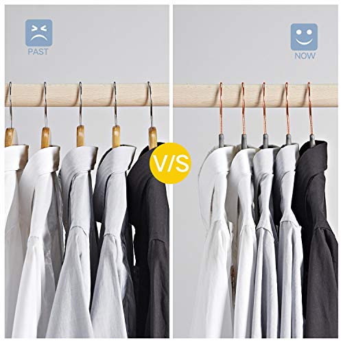 Premium Velvet Hangers Rose Gold Swivel Hooks - Felt Hangers-HeavyDuty Non Slip Sturdy Suit Hangers-Space Saving Clothes Hangers 50 Pack for Skirts Coats (Gray)