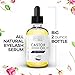 2 oz Castor Oil 100% Pure USDA Organic Cold Pressed Hexane Free - Set of 10 Brushes for Eyeliner & Eyelash - Lash Growth Serum - Stimulate Longer Thicker Eyelashes & Eyebrows - Vitamin E Oil