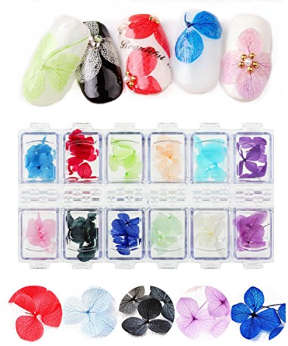 Wehous 2 Packs Nail Art Dry True Flower Nail Stickers Decoration 3D Kit - Thumbnail 3