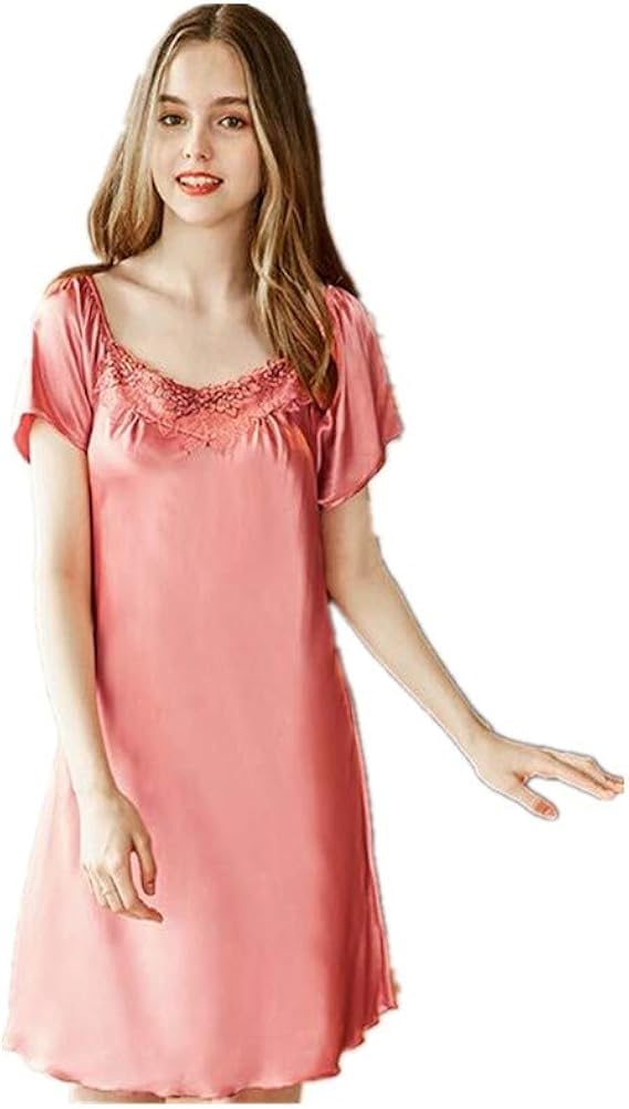 Amazon シルク パジャマ レディース 半袖 ワンピース 寝間着 ルームワンピース ネグリジェ 通販