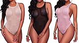 CutieLove Women's Summer Sexy Mesh Sheer Sleeveless Casual Bodysuit Leotards Tops Rompers Jumpsuits