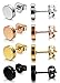 FIBO STEEL 4Pairs Stainless Steel Stud Earrings for Men Women Ear Piercings Set,5MM