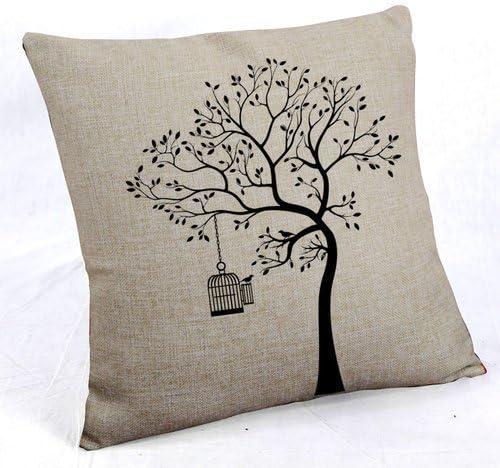 Huirong Pillowcase Design style The tree with bird cage Pillow Protector, Best Pillow Cover - standard size 16 X 16 inch(40 X 40 cm) two sides printing