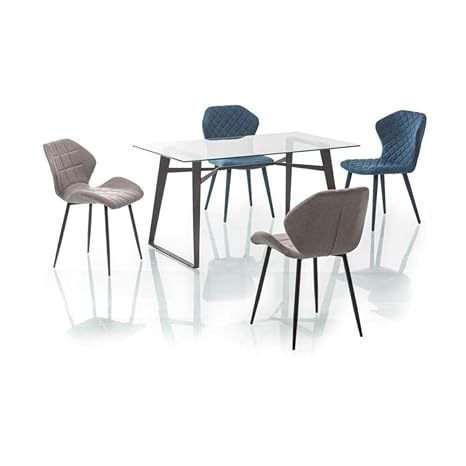 JUSTyou Bolt Esszimmertisch Küchentisch Esstisch (HxBxL): 75x80x140 cm Transparent Schwarz