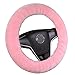 U&M Wool Car Steering Wheel Cover Soft Fluffy Natural Sheepskin Vehicle Non-slip Wheel Cushion Protector Universal Fit for 15 inch for Women