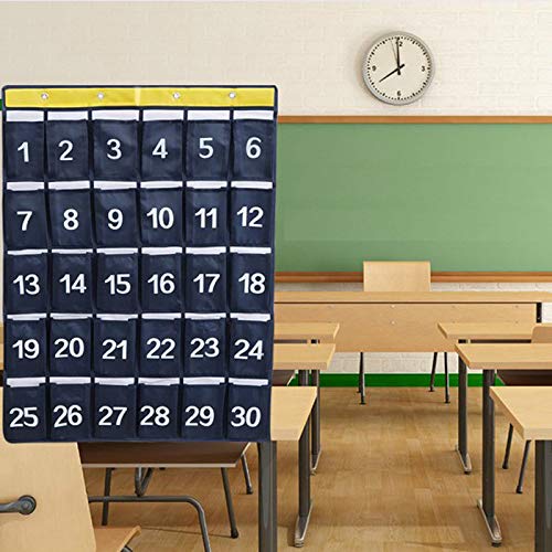Tamicy Digital Numbered Classified Bags - 30 Pockets Classroom Conference Room Mobile Phone Storage Bags Personal Belongings Organizer Pocket Calculator Holders with Hooks.