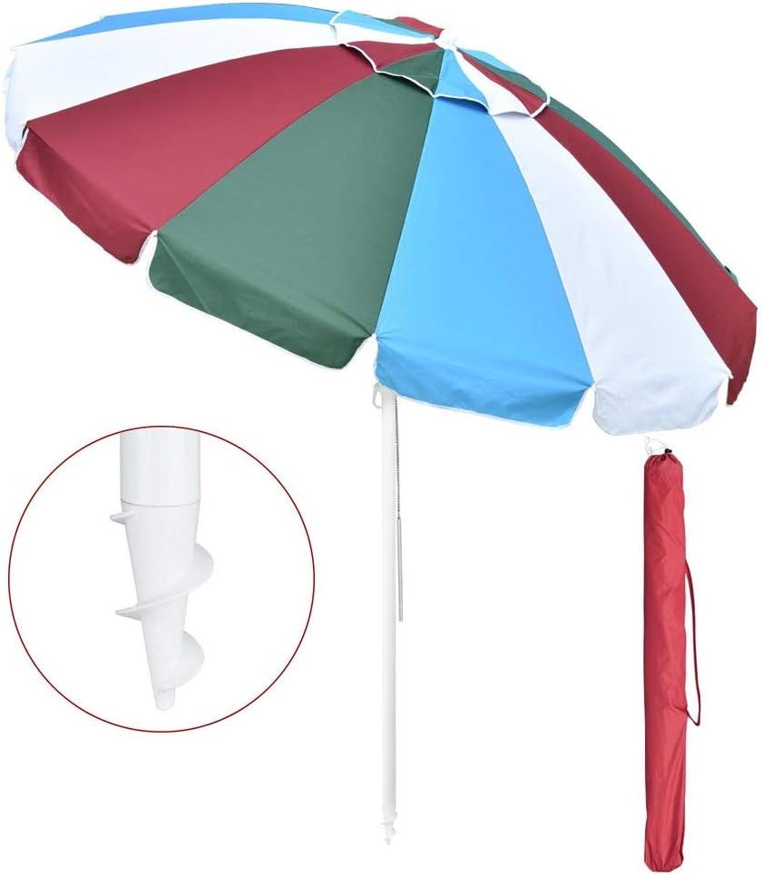 7ft Rainbow Beach Umbrella Sunshade with Tilt Sand