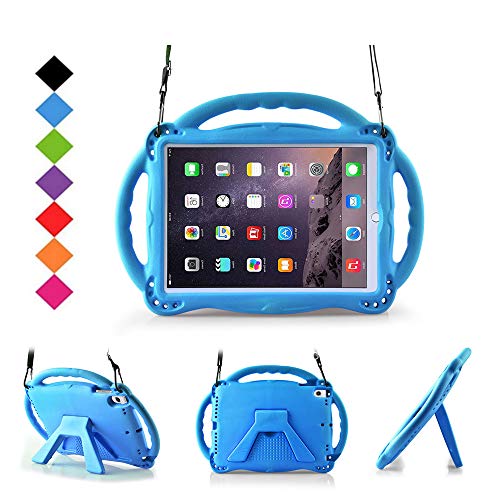 BMOUO Kids Case for New iPad 9.7 2018/2017 - Shoulder Strap Shockproof Handle Stand Case for iPad 9.7 inch 2018 (iPad 6th Generation) / 2017 (5th Gen) iPad 9.7 / iPad Air/iPad Air 2 - Blue