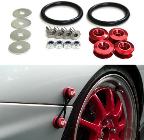 Chapled Red Finish Quick Release Fasteners For Car Auto Vehicle Bumpers Trunk Fender Hatch Lids Kit