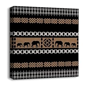 Canvas Wall Art African Culture Pattern Painting Artwork for Home Prints Framed - 12x12 inches