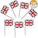 Jovitec 100 Pieces British Flag Toothpicks the Union Jack Flag Cupcake Toppers for Birthday Wedding Baby Shower National Day