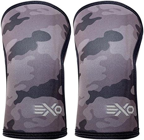 EXO Knee Sleeves Designed with Triple-Reinforcement and Anti-Microbial Neoprene, Sold as 1 Pair (Black Camo, XL)