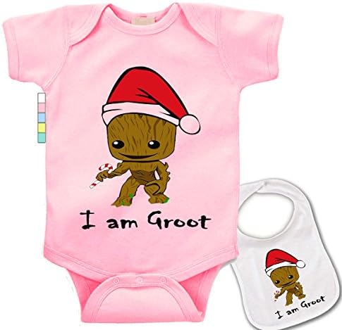 I Am Groot -Custom Christmas Santa Boutique Baby Bodysuit Onesie & Matching bib