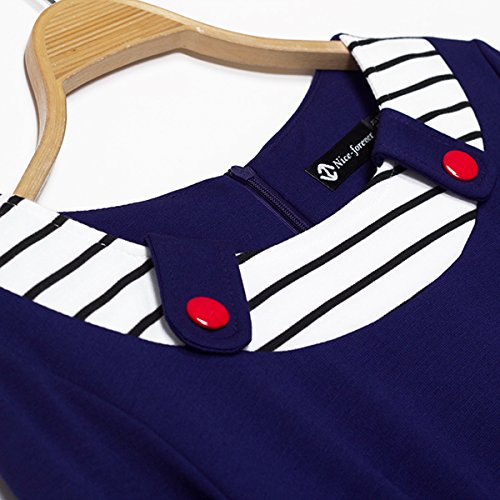 Pencil Party Dress เดรส แฟชั่นชุดทำงาน Merope J ผู้หญิงs Round Neck Striped Patchwork