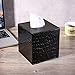 KINGSO Square PU Leather Tissue Box Cover Holder for Home Office Hotel 5.05.05.1 Inch Black