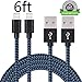 ONSON iPhone Cable,2Pack 6FT Nylon Braided iPhone Cord Lightning Cable Certified to USB Charging Charger for iPhone 7/7 Plus/6/6 Plus/6S/6S Plus,SE/5S/5,iPad,iPod Nano 7 (Black Blue,6FT)