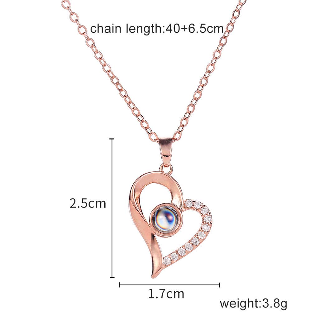 Aoukey I Love You Necklace Pendant 100 Languages Love Necklace Surprise Gifts for Women Romantic Jewelry Gifts