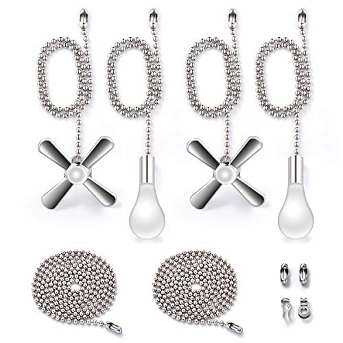Fan Pull Chain with One Pair 35.4 inches Extension, Kinghouse 4 pcs 13.6 inches 3.2mm Beaded Ball Fan Pull Chain Set including Beaded and Pull Loop Connectors, Christmas Holiday Gift Set - Thumbnail 7