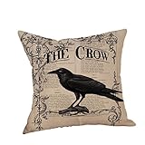 Halloween Crow Pillow Case,Allywit Happy Halloween Pillow Cases Crow Linen Sofa Cushion Cover Home Decor (K)