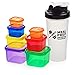 Meal Prep Haven FBA_MP-PC7PCombo-CA 7 Piece Multi-Colored Portion Control Container Kit with Guide and Protein Shaker Bottle