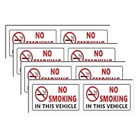 Malkan Signs No Smoking Stickers 4x2 Inches No Smoking in This Vehicle - Pack of 8 Decals Made of Vinyl with UV Printing. Non-Fade Colors, Durable, UV Protected, Self-Sticking and Easy to Apply