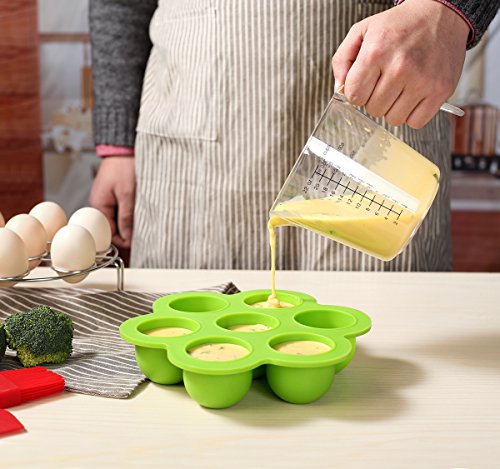 Egg Bites Molds for Instant Pot Accessories by ULEE - Fits Instant Pot 5/6/8 qt Pressure Cooker, Silicone Steamer with Handles Included to Make the Mold Removal Easier (Green) - Thumbnail 5