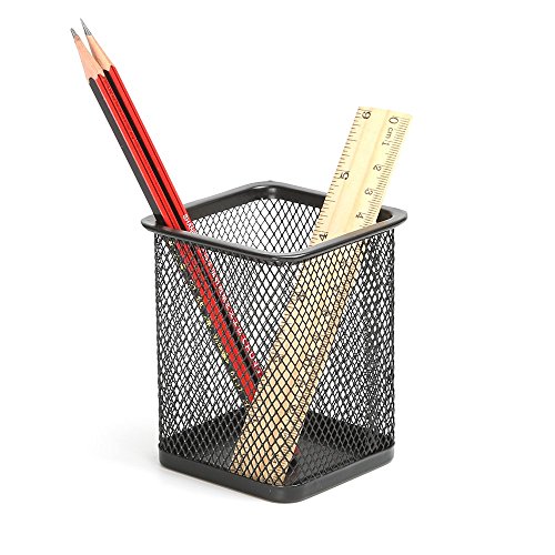 Aojia Rectangular Mesh Style Pen Ruler Holder Desk Organizer Mesh Collection Steel Mesh Pencil Cup Pencil Holder, 3.15" L x 3.9" H