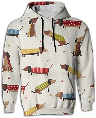 Jiuszhegpinpais Dachshunds Wearing Dotty Jackets. Unisex 3D Printed Hooded Sweatshirt Casual Pullover Hoodie With Big Pockets