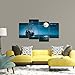 Pyradecor Night Navigation 4 Piece Modern Stretched Seascape Artwork Canvas Prints Moon Pictures Paintings on Canvas Wall Art for Living Room Bedroom Home Decorations