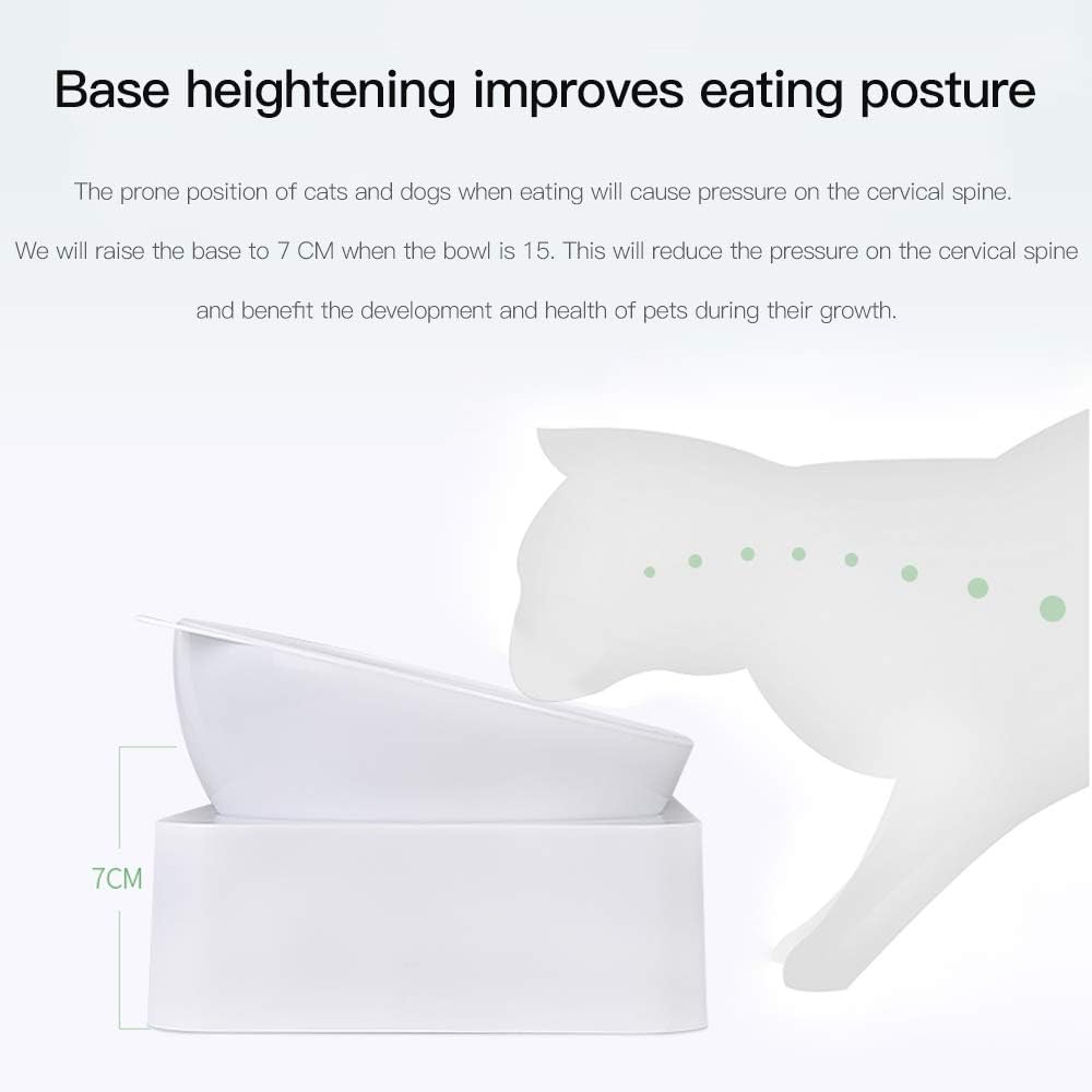 Marchul Cat Gravity Water and Food Bowls, Cat Dog Tilted Water and Food Bowl Set, White + Double, White - Image 5