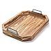 MyGift Rustic Burnt Wood 16-Inch Serving Tray with Metal Handles