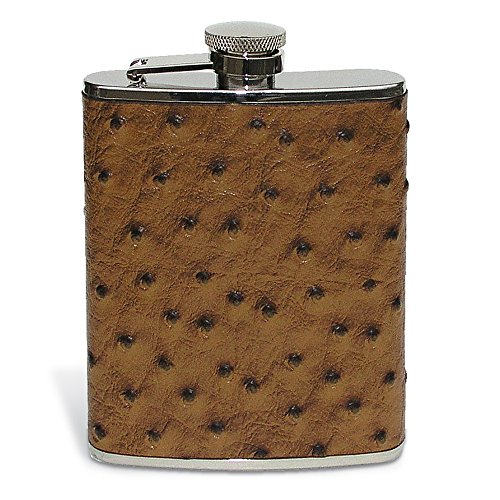 Epic products ostrich leather flask, 6-ounce