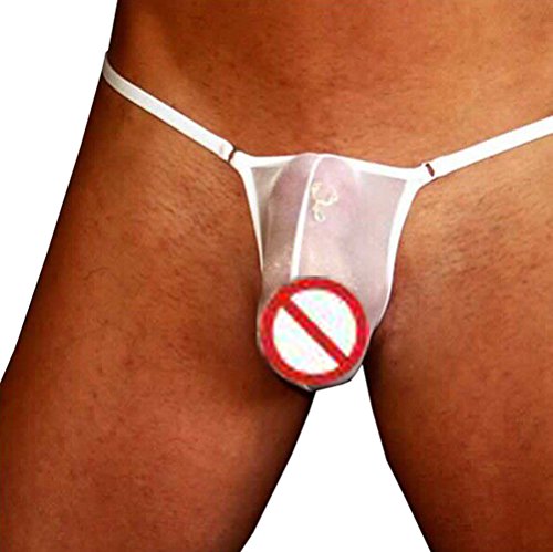 Honanda Mens Sexy Hot See Through G-String T-back Underwear Thong (White)