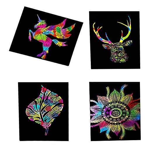 image for COONC Scratch Art Notebooks; Rainbow Scratch Paper; Black Doodle Pad w