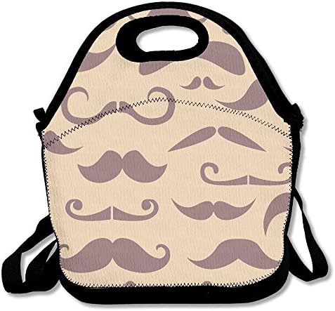 Cartoon Cute Purple Moustache Lunch Tote Bag Bags Awesome Lunch Handbag Lunchbox Box For School Work Outdoor