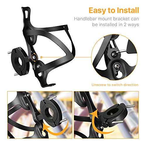 FIREOR Bike Water Bottle Holder, Bicycle Water Bottle Cage Lightweight Aluminum Alloy MTB Cycling Cup Holder Bike Accessories with Handlebar Mount Bracket
