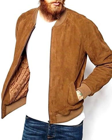 World of Leather Lambskin Suede Leather Jacket Bomber Biker Slim Fit Stylish