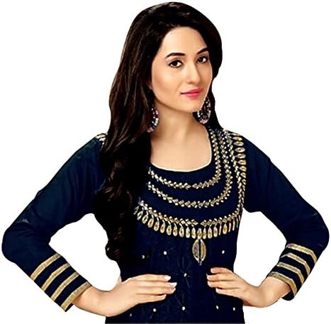 Jayayamala Women Navy Blue Cotton Fabric for Party Wear Kurtis