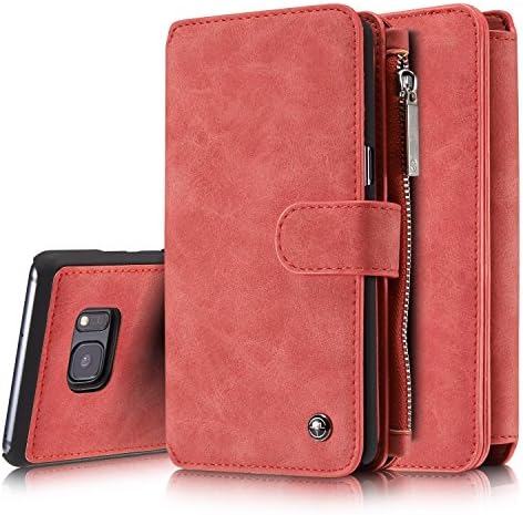 Wogiz® Samsung Note 7 Case,Resto Leather Zipper Wallet Case Cover For iPhone with kick stand ID &amp; Credit Card Pockets forSamsung Note 7 (Samsung Note 7(Red))