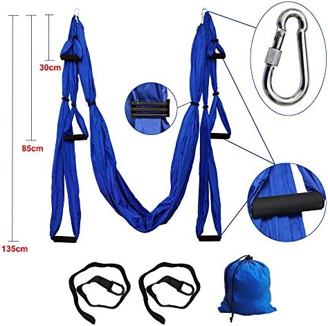 Parachute Fabric Aerial Yoga Swing - Ultra Strong Antigravity Yoga Hammock/Trapeze/Sling for Air Yoga Inversion Exercises Tool (Royal Blue)