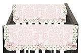 Sweet Jojo Designs 2-Piece Blush Pink White Damask and Gold Polka Dot Amelia Teething Protector Cover Wrap Baby Crib Side Rail Guards
