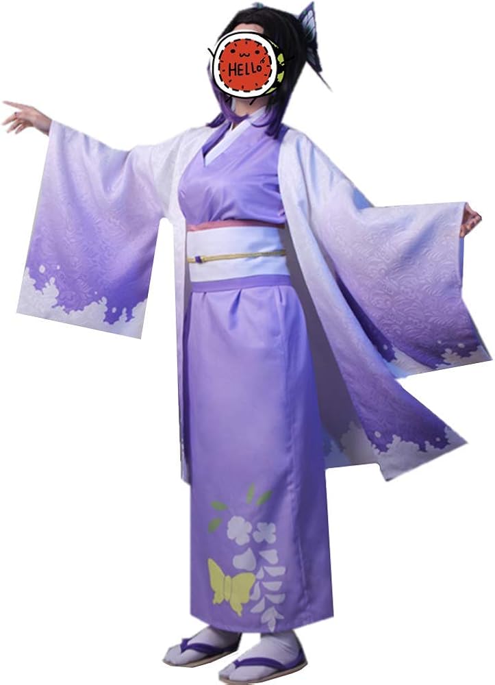 Demon Slayer Kimono Costume Shinobu Kochou Skirt Cosplay Woman's Kimono
