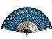 Beautiful Lady's Silk Hand Fan with Blue Sequins primary