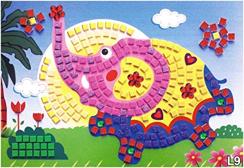 lizipai Mosaic Sticker Art for Kids Handmade Puzzles Craft Kits Angel Car Boat Animals - 6 Different Pictures