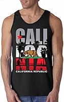 California Republic Beach Palm Tree Men's Tank Top Bear Flag tees Medium Black